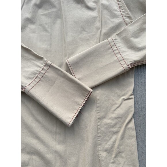 Zara Men’s XL Embroidered Paisley Dress Shirt Beige Cotton Contrast Cuff Turkey - Picture 15 of 16